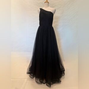 La Femme Black One-Shoulder Gown